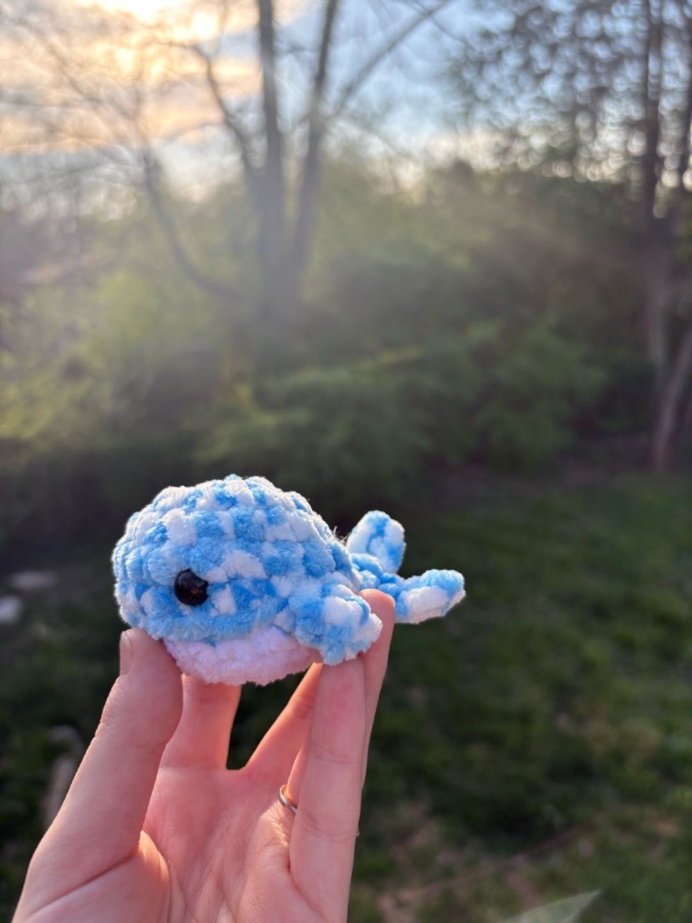 Blue Raspberry Whale Plush Handmade Crochet - Mini Whale Gift Crochet Animal - Picture 7 of 7